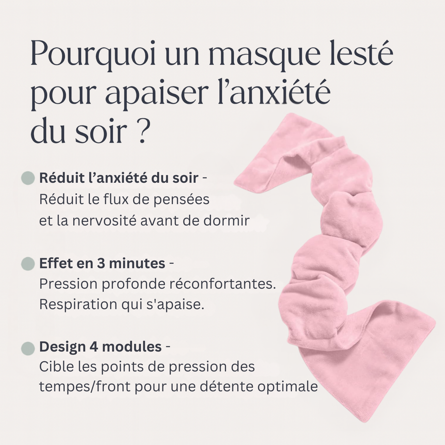Masque lesté sans sangle – Confort libre